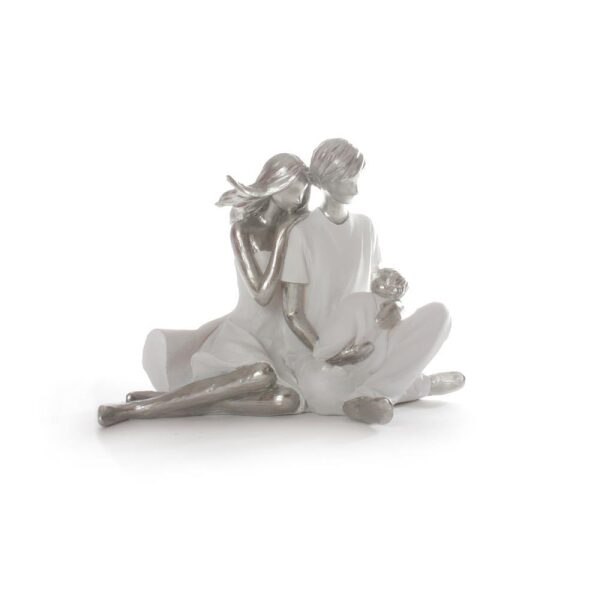 Figur Familie Hvit/Sølv 20X14X15Cm