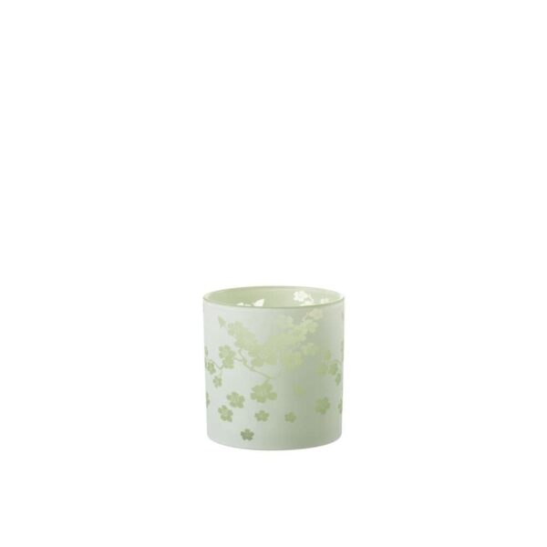 HURRICANE FLOWERS GLASS GREEN LARGE