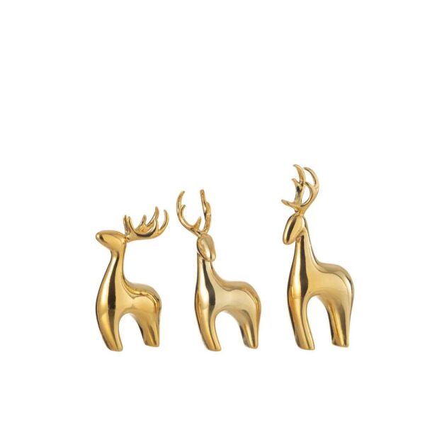 SET OF 3 REINDEER RESIN ELECTROPLATED GOLD