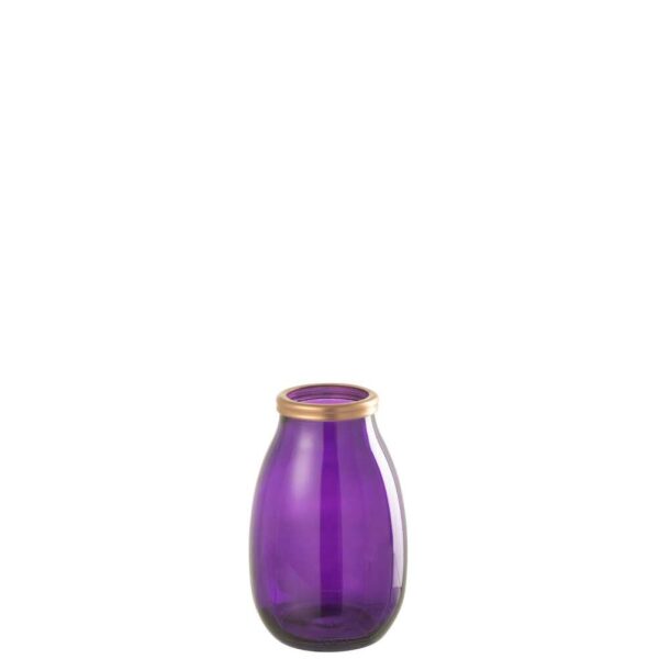 VASE GOLD RIM GLASS PURPLE SMALL