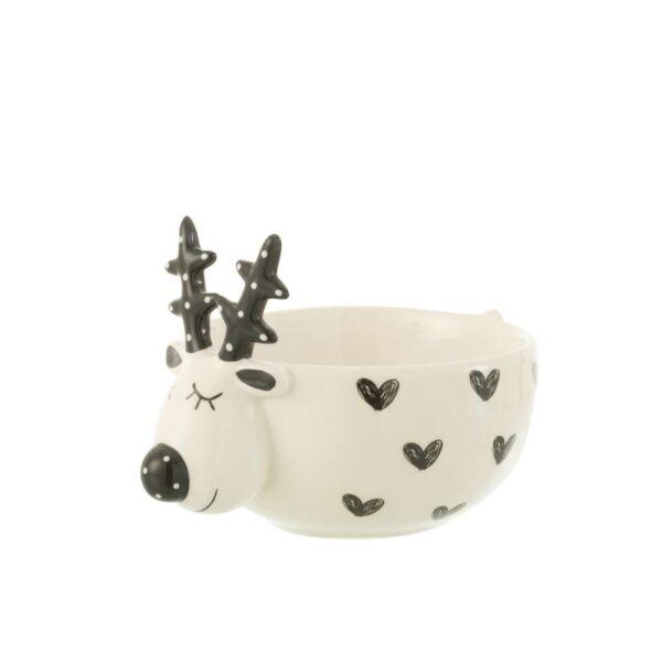 BOWL DEER HEART DOLOMITE WHITE/BLACK
