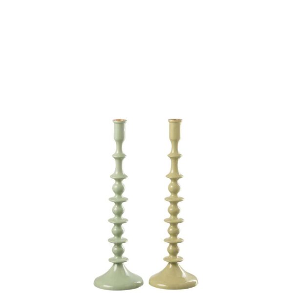 CANDLESTICK ALUMINIUM GREEN ASSORTMENT OF 2