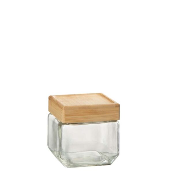 GLASS POT BRAD GLASS/BAMBOO TRANSPARENT/NATURAL SMALL