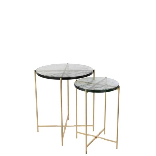 SET OF TWO SIDETABLE OBI GLASS/IRON
