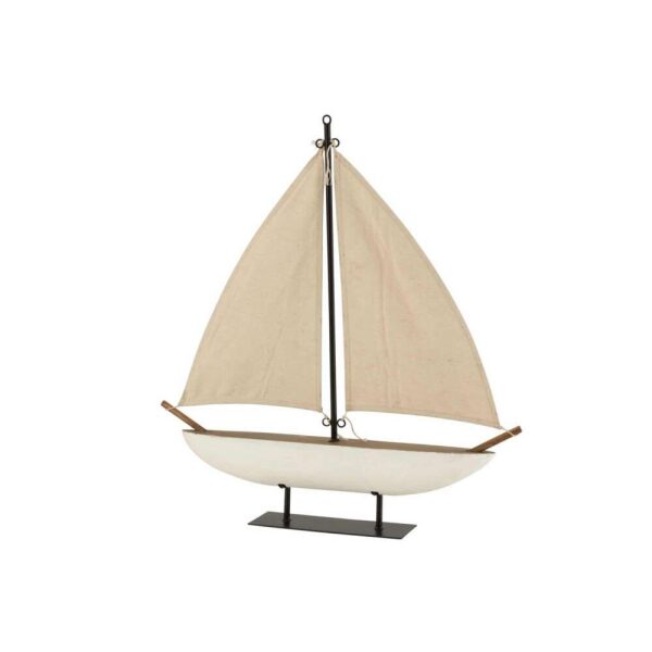 SAILING BOAT WOOD/JUTE WHITE/BROWN LARGE