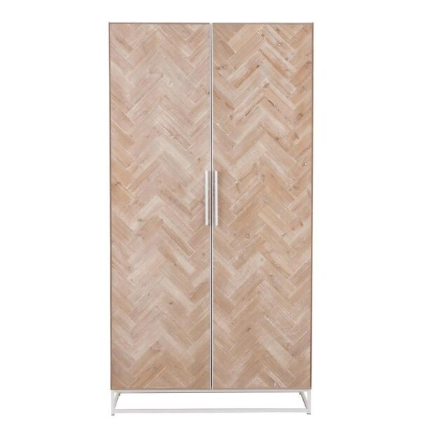 CUPBOARD HIGH 2 DOORS ZIGZAG WOOD/METAL NATURAL/WHITE