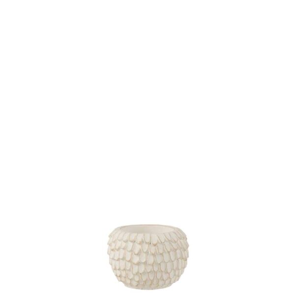 FLOWERPOT FOLIAGE CEMENT WHITE SMALL