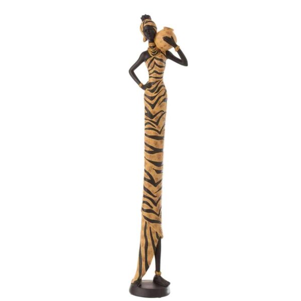 AFRICAN WOMAN ZEBRA POLY BLACK/BROWN