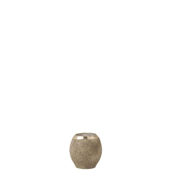 TEALIGHT HOLDER FROSTY ROUND GLASS SILVER SMALL