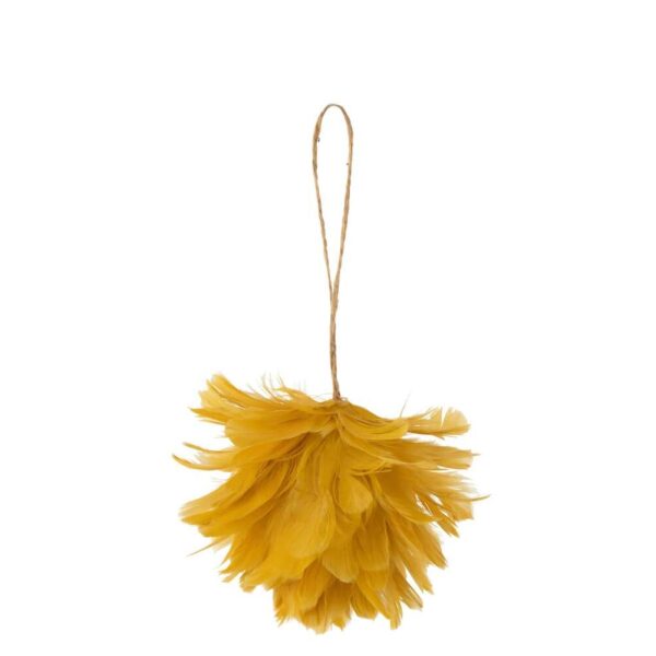 BALL HANGER FEATHERS YELLOW