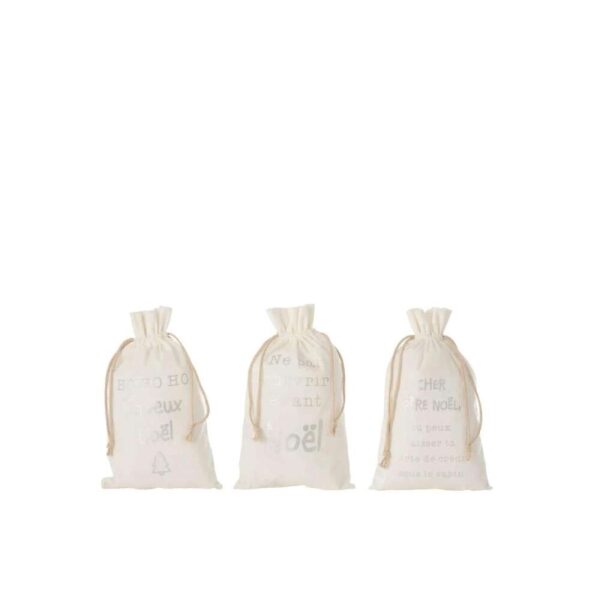 BAG CHRISTMAS FRENCH VELVET WHITE MEDIUM ASSORTMENT OF 3