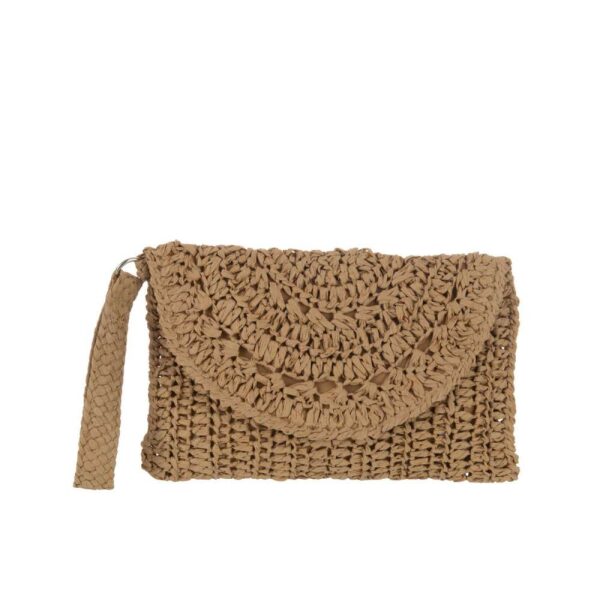CLUTCH BAG STRAP PAPER LIGHT BROWN