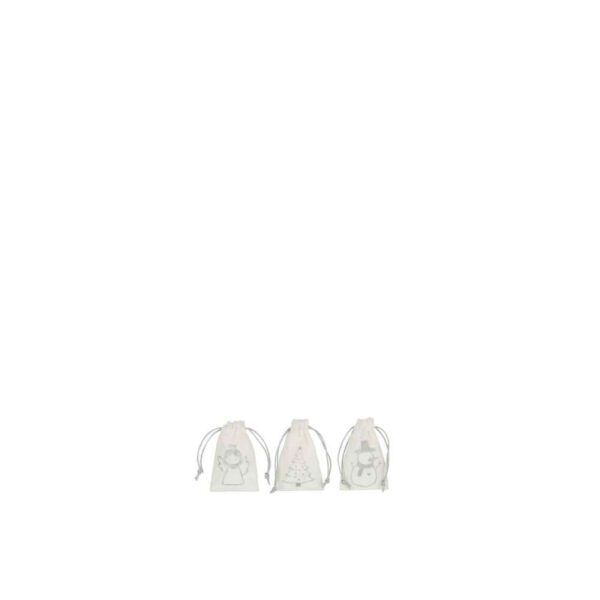 BAG CHRISTMAS MIX VELVET WHITE/SILVER EXTRA SMALL ASSORTMENT OF 3