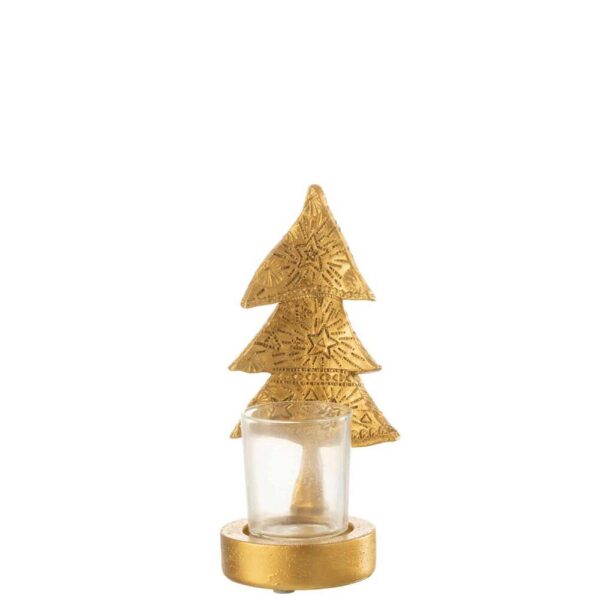 CANDLE HOLDER XMAS TREE POLY GOLD SMALL