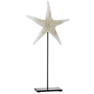 STARFISH ON BASE GLASS/IRON WHITE/GOLD/BLACK LARGE