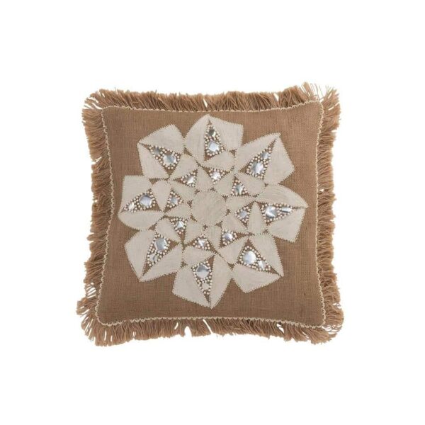 CUSHION FLOWER ABSTRACT JUTE NATURAL/BEIGE
