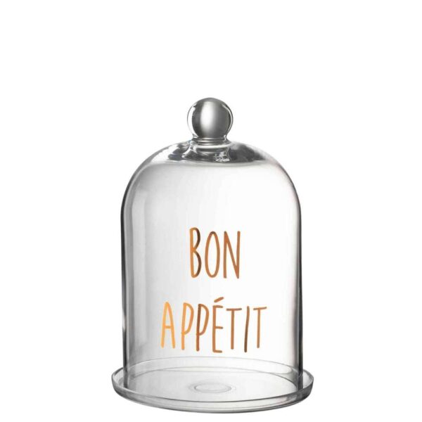 GLASS BELL BON APPETIT ROUND GLASS TRANSPARENT/COPPER