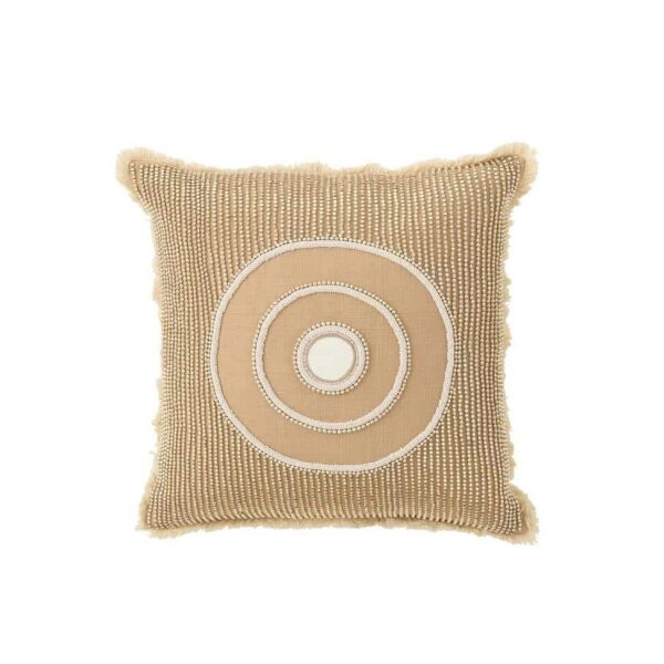 CUSHION CIRCLE IBIZA COTTON WHITE/BEIGE