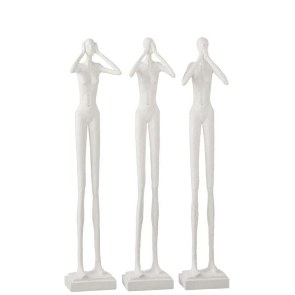FIGURINE HEAR/SEE/STAY QUIET RESIN WHITE ASSORTMENT OF 3