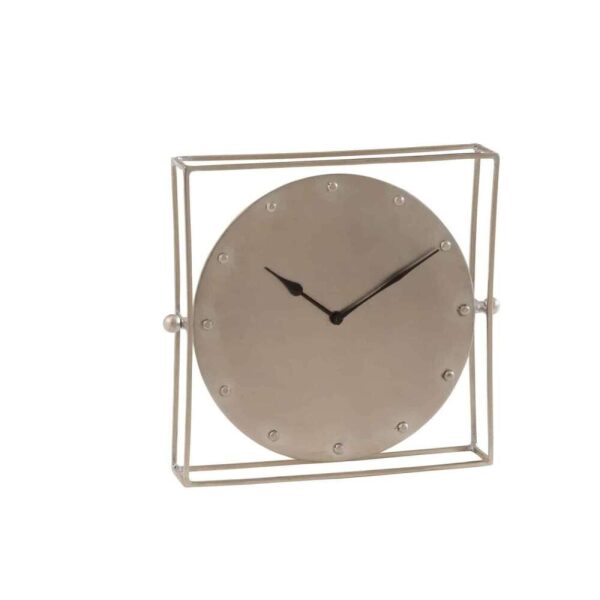 CLOCK SQUARE FLOATING IRON SILVER LARGE