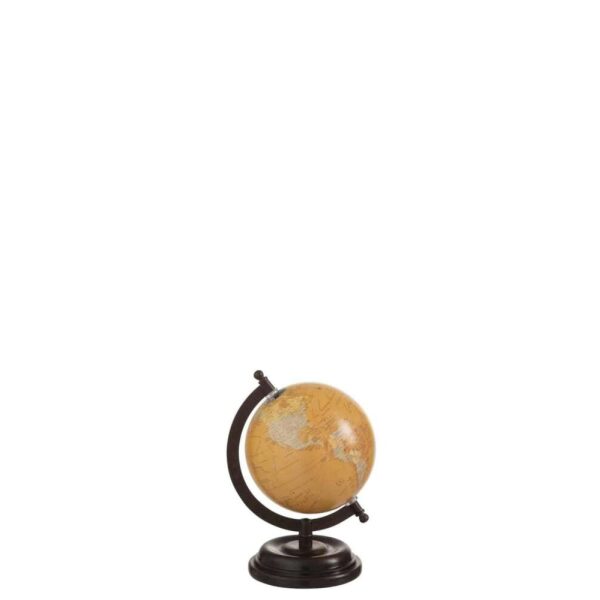 GLOBE ON FOOT WOOD OCHRE SMALL