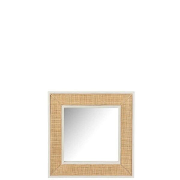 MIRROR MOLLY EXOTIC WOOD / WHITE RATTAN SMALL