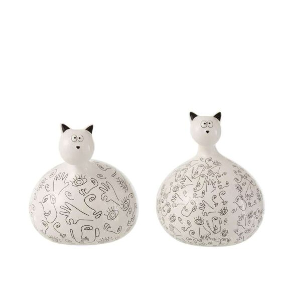 CAT FACE CERAMIC WHITE/BLACK L ASSORTMENT OF 2