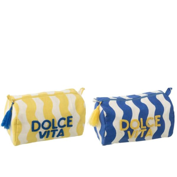 TOILET BAG DOLCE VITA COTTON BLUE/YELLOW ASSORTMENT OF 2