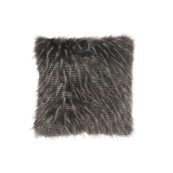 CUSHION THICK STRIPES FAKE FUR WHITE/GREY