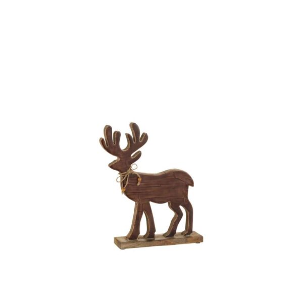 FIGURINE REINDEER WOOD BROWN MEDIUM