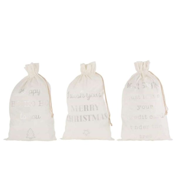 BAG CHRISTMAS ENGLISH VELVET WHITE LARGE ASSORTMENT OF 3