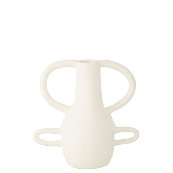 VASE 4 HANDLES TERRACOTTA WHITE