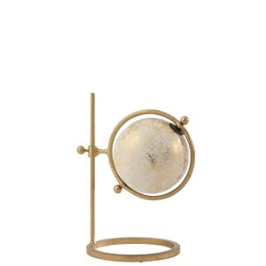 GLOBE RING ADJUSTABLE IRON/PLASTIC GOLD/WHITE SMALL