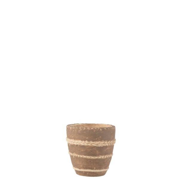 FLOWERPOT BRAIDED TERRACOTTA BROWN MEDIUM