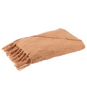 THROW TASSEL COTTON CORAL