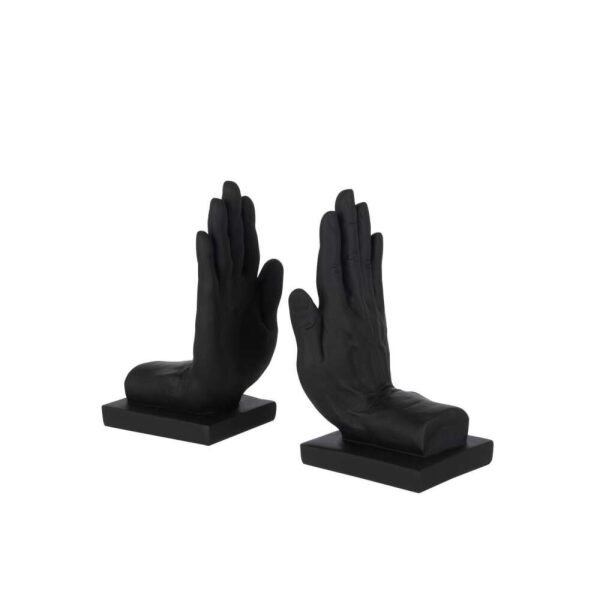 S/2 BOOKEND HANDS POLY BLACK