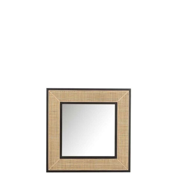 MIRROR MOLLY EXOTIC WOOD / BLACK RATTAN SMALL
