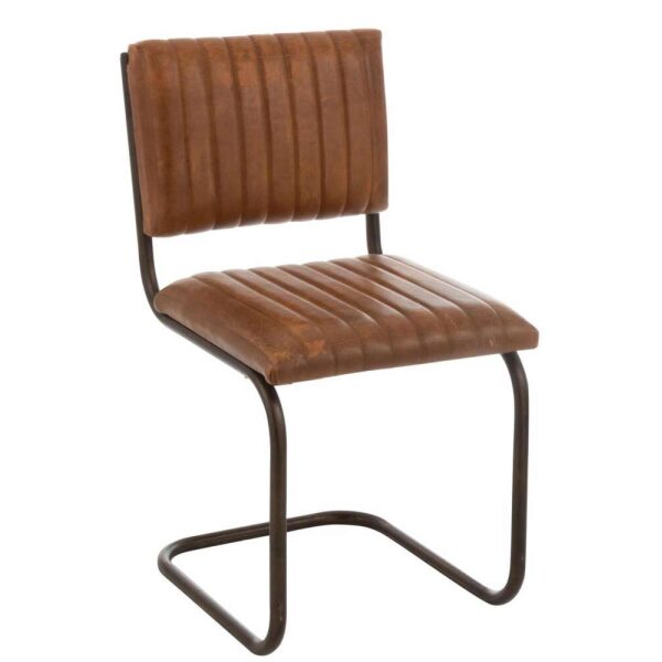 CHAIR MODERN LEATHER/METAL COGNAC XX