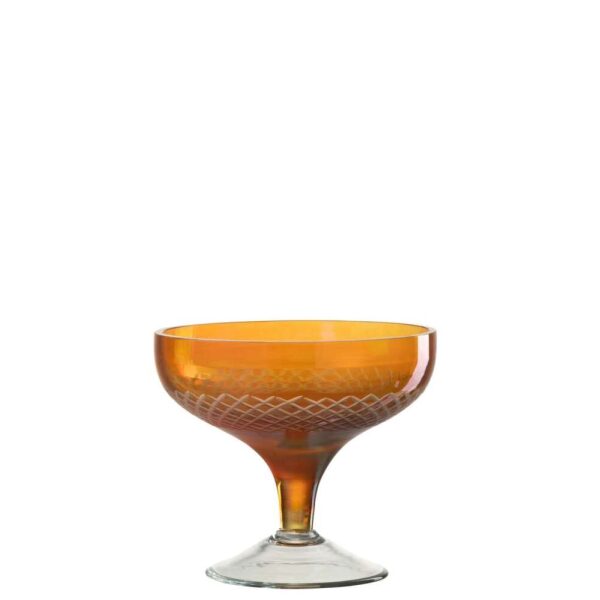 DRINKING GLASS FOOT ROUND GLASS ORANGE