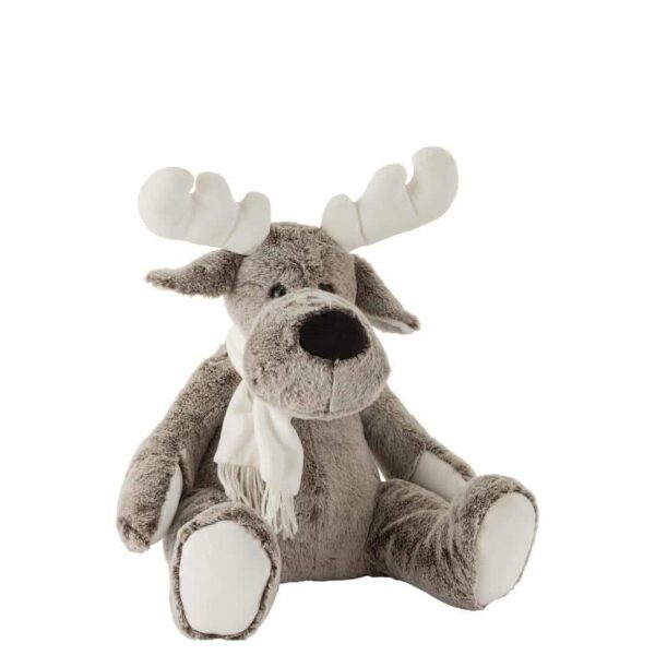 ELK+SCARF PLUSH GREY/WHITE LARGE
