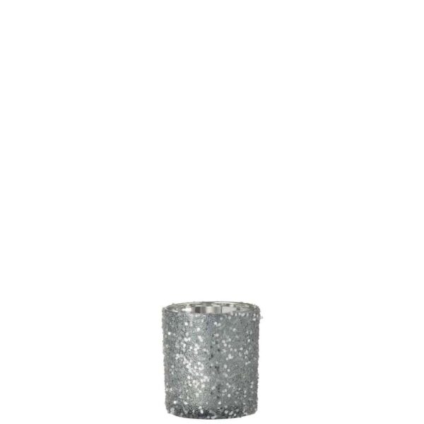 TEALIGHT HOLDER PEARLS GLASS LIGHT BLUE SMALL