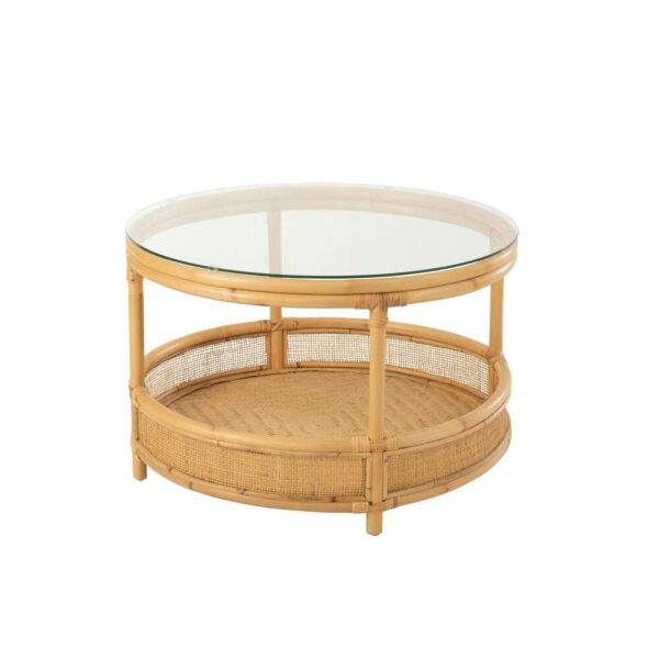 COFFEE TABLE JOVELYNE RATTAN + GLASS NATURAL