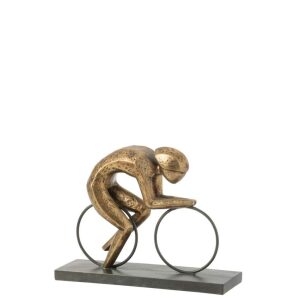 CYCLIST ON BASE RESIN GOLD LARGE