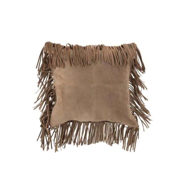 CUSHION TASSELS SQUARE LEATHER BEIGE