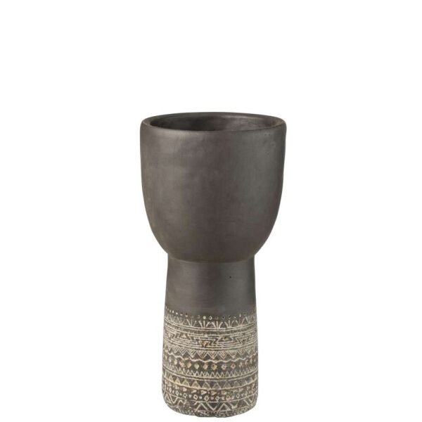 JAR HOLE DECORATION ETHNIC CEMENT GREY SMALL