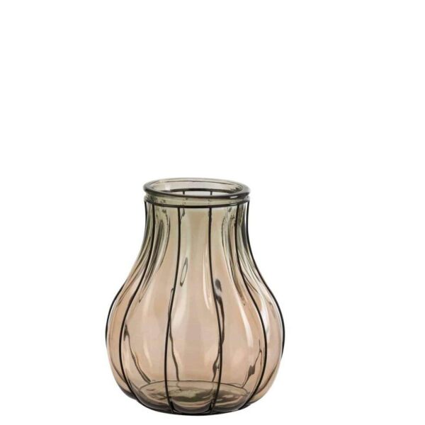 VASE FUSION GLASS/METAL TAUPE SMALL