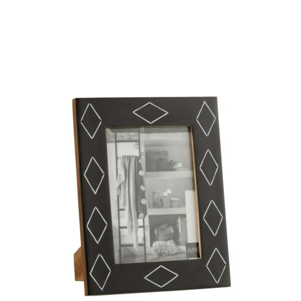 PHOTOFRAME RECTANGLE PATTERN RESIN BLACK/WHITE LARGE
