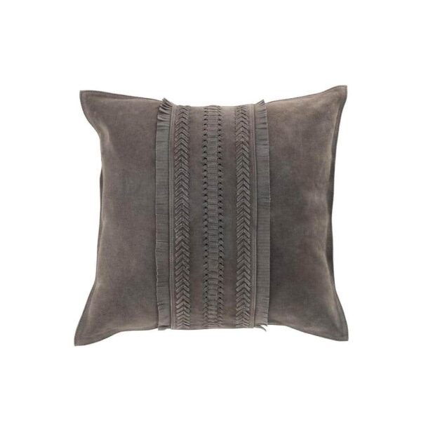 CUSHION BORDER SQUARE LEATHER GREY