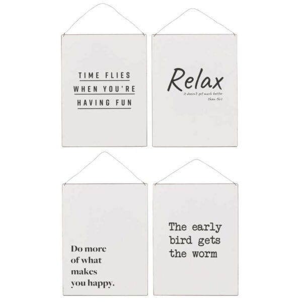 PLACARD FR/E TEX METAL WHITE/BLACK ASSORTMENT OF 4
