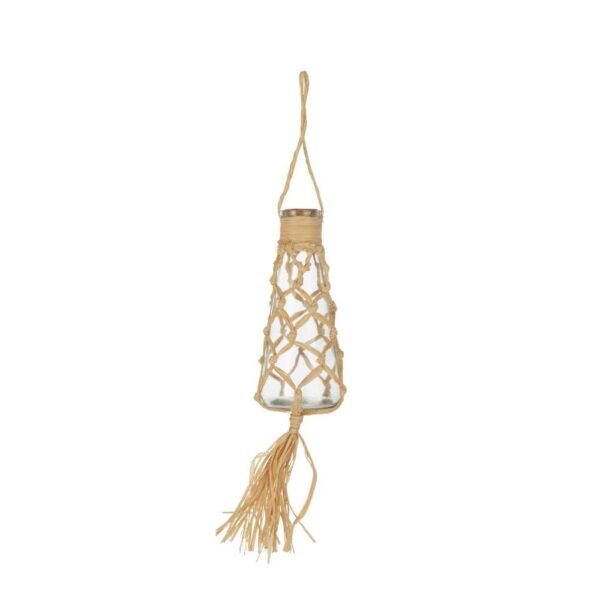 HANGING BOTTLE DECORATION GLASS/RAFFIA NATURAL